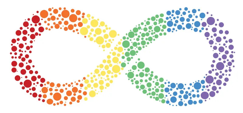 Símbolo do infinito com as cores do arco-íris